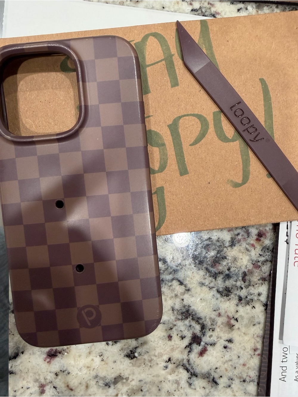 Loopy Case Brown Checkerboard Grippy Phone Case